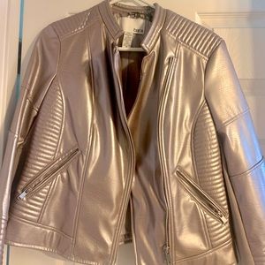 BarIII Moto Jacket. Metallic Faux Leather. Size M